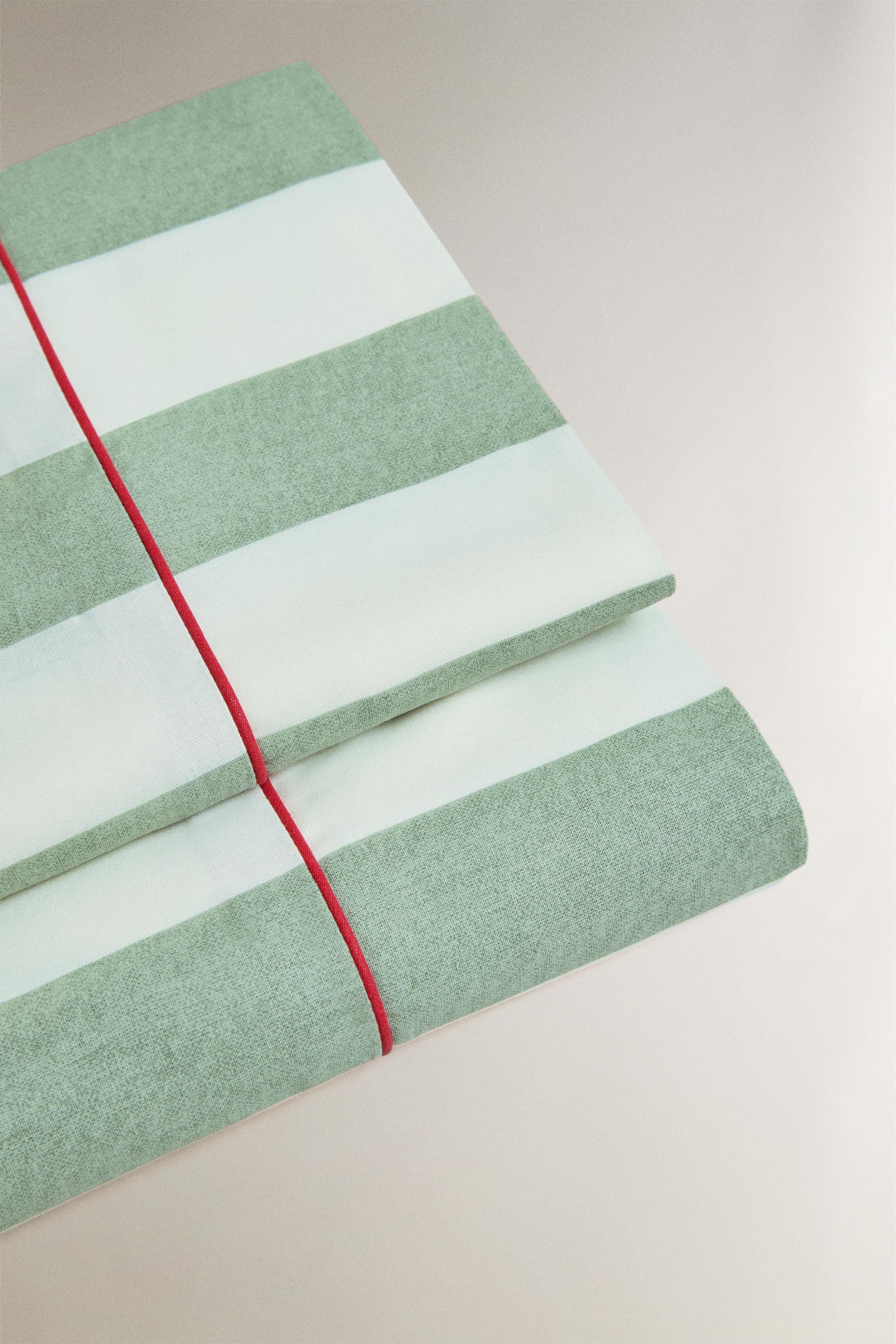 STRIPED FADED COTTON FLAT SHEET